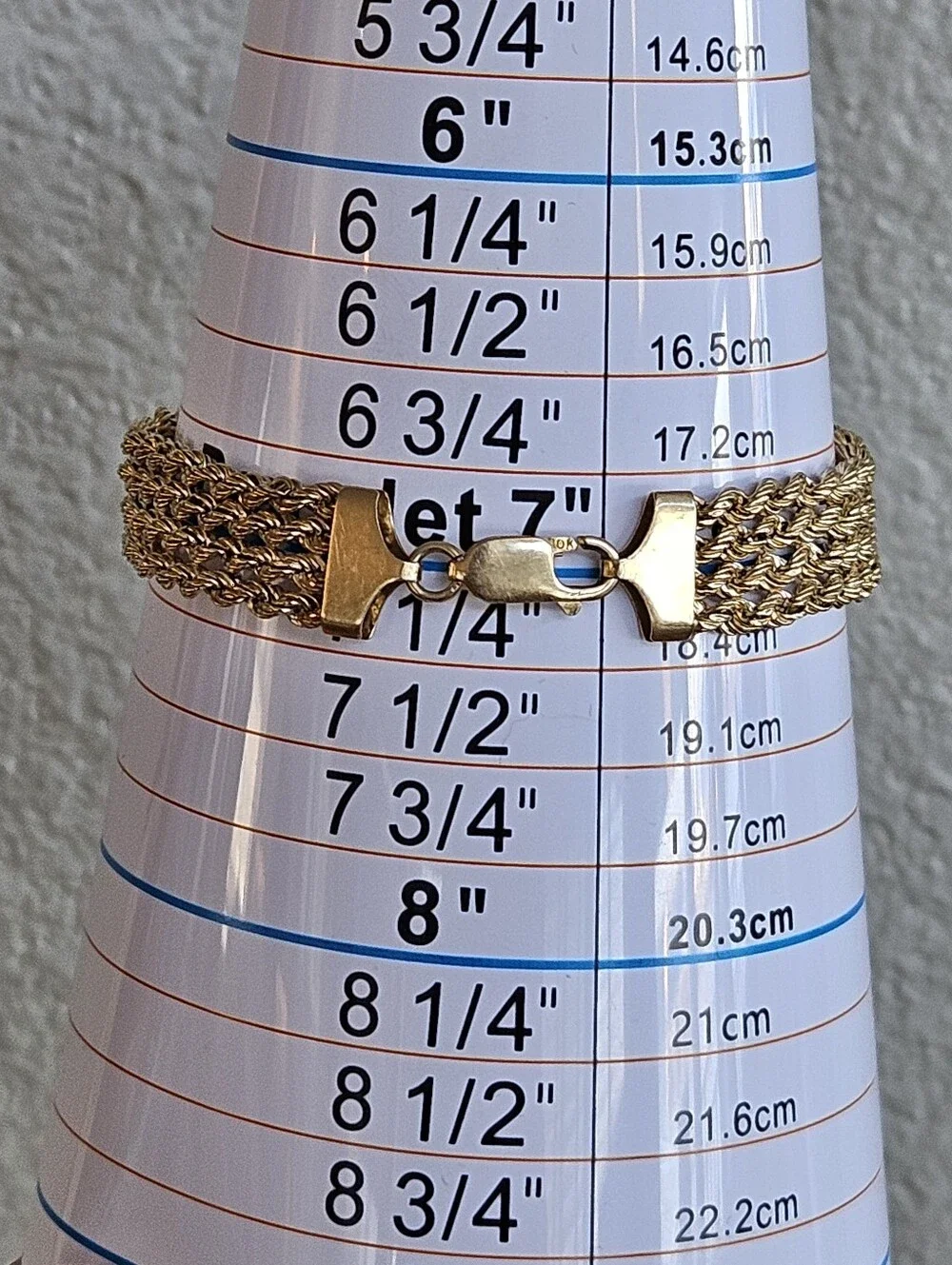 Vintage Solid 10k Yellow Gold Multi Rope Chain Bracelet 7
